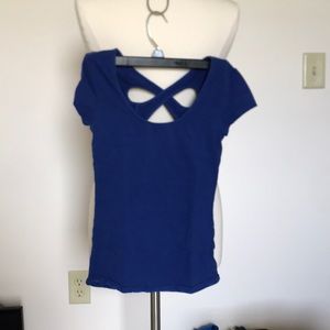 Energie blue fitted top with open back details